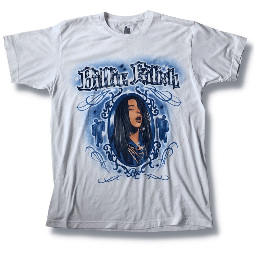 Women’s, Tops, Billie Eilish, Medium, White & Blue